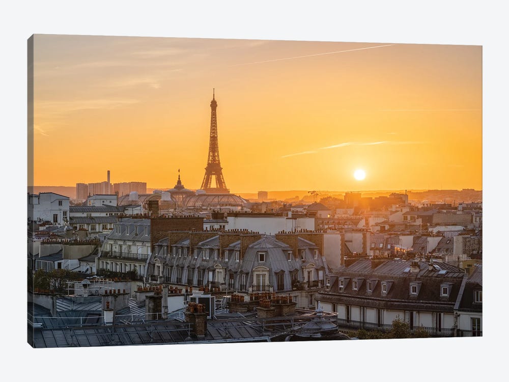 Paris Skyline With Eiffel Tower At Sunset by Jan Becke 1-piece Canvas Art Print