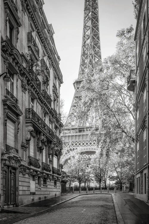 Street With Eiffel Tower View Paris, France