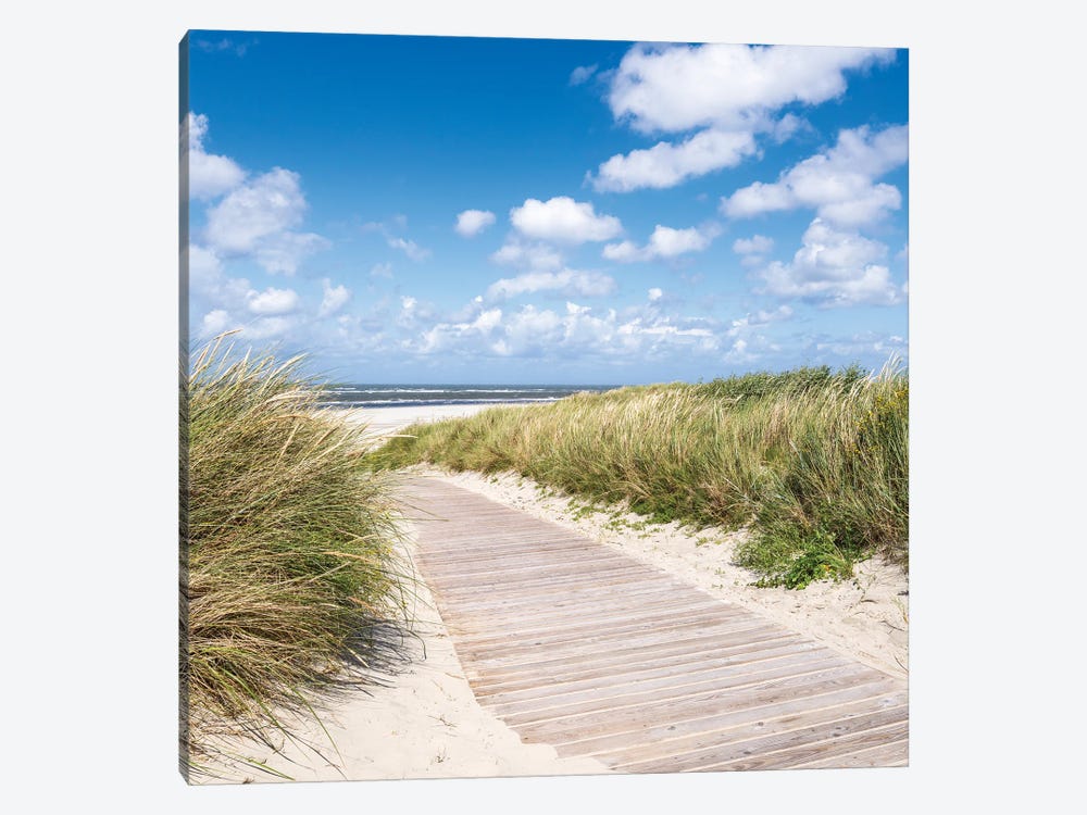 Wooden Boardwalk Along The Dune Beach North Sea Coast Germany by Jan Becke 1-piece Canvas Art Print