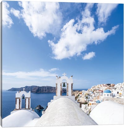 Oia In Summer Santorini, Greece Canvas Art Print - Famous Places of Worship