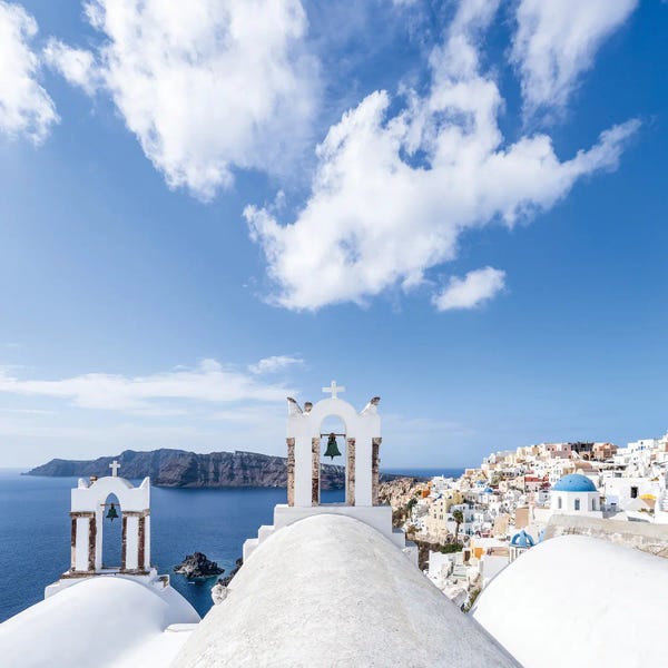 Blue Domed Church Santorini: Oia In Summer Santorini, Greece by Jan Becke