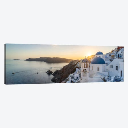 Sunset Panorama In Oia Santorini, Greece Canvas Print #JNB2122} by Jan Becke Canvas Art Print