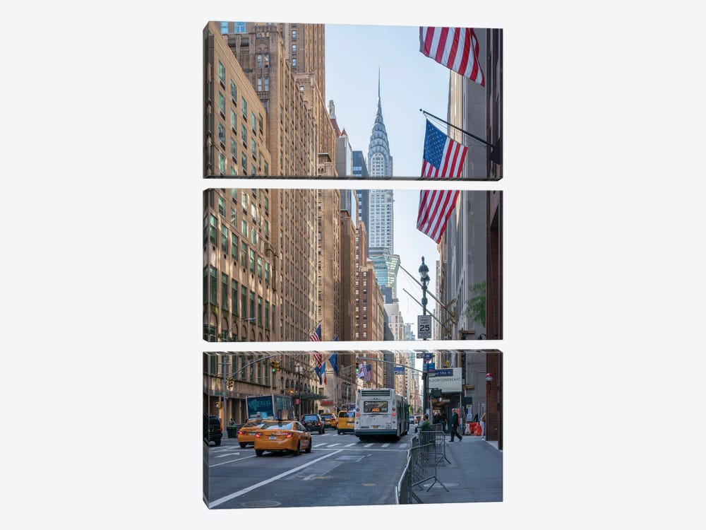 Lexington Avenue With View Of The Chrysler Building, Midtown Manhattan, New York City, USA by Jan Becke 3-piece Canvas Wall Art