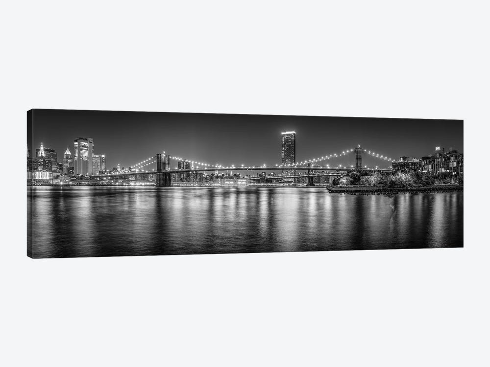 Brooklyn Bridge Panorama In Black And White, New York City, USA by Jan Becke 1-piece Canvas Print