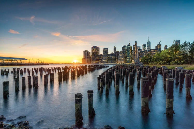 Manhattan Skyline At Sunset