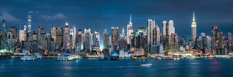 Manhattan Skyline Panorama At Night