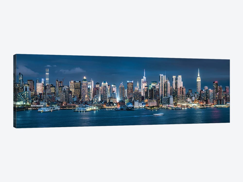 Manhattan Skyline Panorama At Night by Jan Becke 1-piece Canvas Print