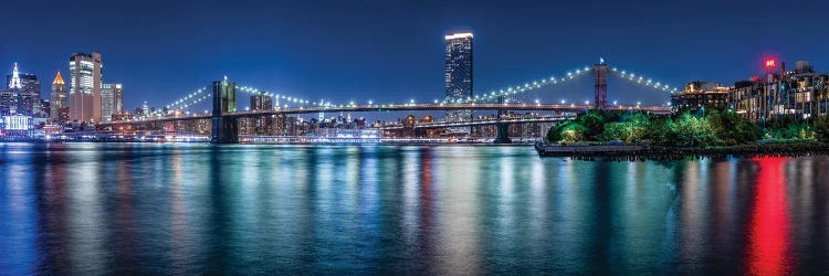 Brooklyn Bridge Panorama At Night by Jan Becke wall art