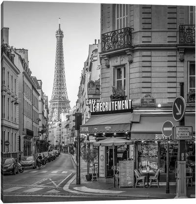 Rue Saint Dominique With Eiffel Tower View, Paris, France Canvas Art Print - Paris Photography