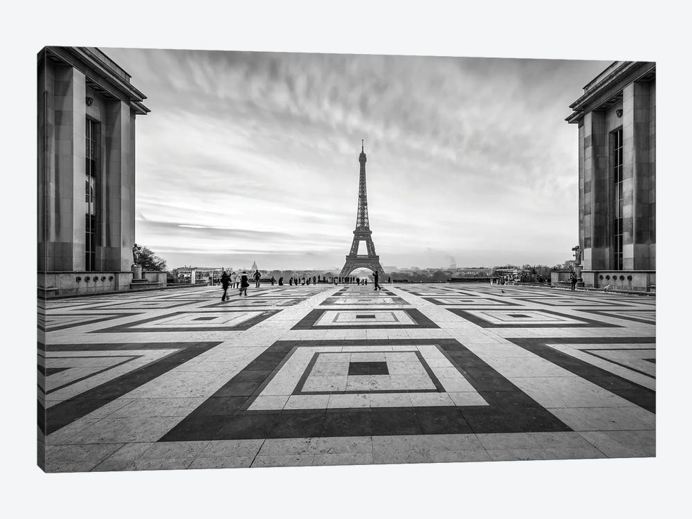 Place Du Trocadéro And Eiffel Tower Black And White, Paris, France by Jan Becke 1-piece Art Print