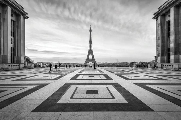 Towers: Place Du Trocadéro And Eiffel Tower Black And White, Paris, France by Jan Becke