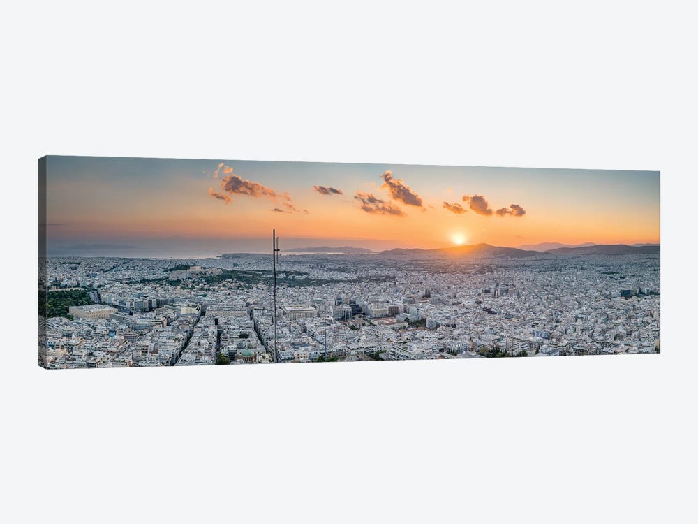 Athens Skyline At Sunset Seen From Top Of Lykabettus Hill by Jan Becke 1-piece Canvas Art