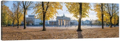 Panoramic View Of The Brandenburg Gate (Brandenburger Tor) In Autumn Season, Berlin, Germany Canvas Art Print - Berlin Art
