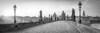 Charles Bridge Panorama In Black And White, Prague, Czech Republic by Jan Becke canvas print