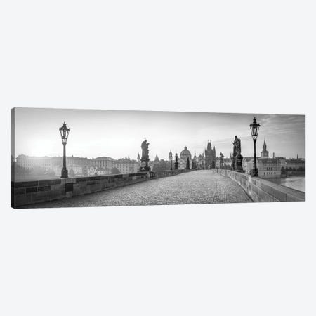 Charles Bridge Panorama In Black And White, Prague, Czech Republic Canvas Print #JNB2148} by Jan Becke Canvas Art Print