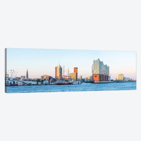 Elbphilharmonie Concert Hall And Port Of Hamburg At Sunset Canvas Print #JNB2149} by Jan Becke Canvas Print