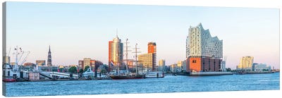 Elbphilharmonie Concert Hall And Port Of Hamburg At Sunset Canvas Art Print - Hamburg