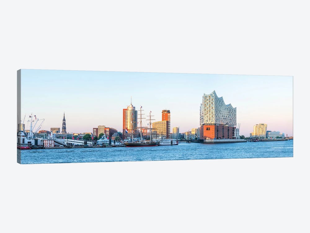 Elbphilharmonie Concert Hall And Port Of Hamburg At Sunset by Jan Becke 1-piece Canvas Artwork