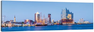 Elbphilharmonie Concert Hall And Port Of Hamburg At Night Canvas Art Print - Jordy Blue