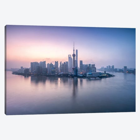 Pudong Skyline With Oriental Pearl Tower At Sunrise, Shanghai, China Canvas Print #JNB2154} by Jan Becke Canvas Print