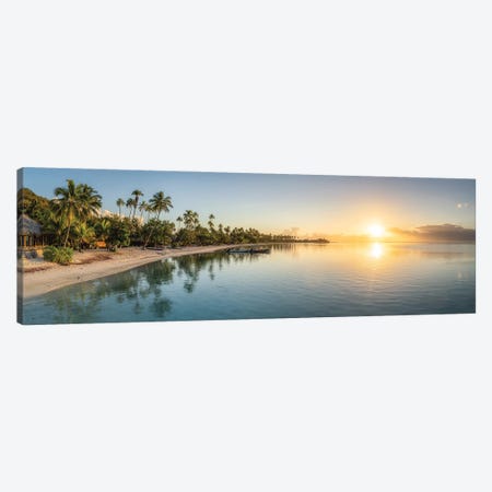 Tropical Beach Panorama At Sunrise, Moorea Island, French Polynesia Canvas Print #JNB2158} by Jan Becke Canvas Art