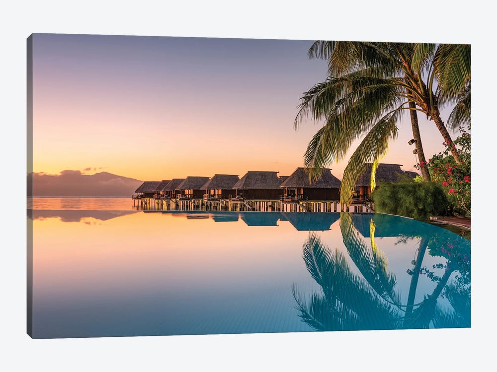 Sunrise At A Luxury Beach Resort In The South Seas, Moorea island, French Polynesia by Jan Becke 1-piece Art Print