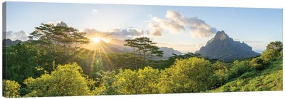 Sunset View Of Mount Rotui From The Belvedere Lookout, Moorea Island, French Polynesia Canvas Art Print - Mo'orea