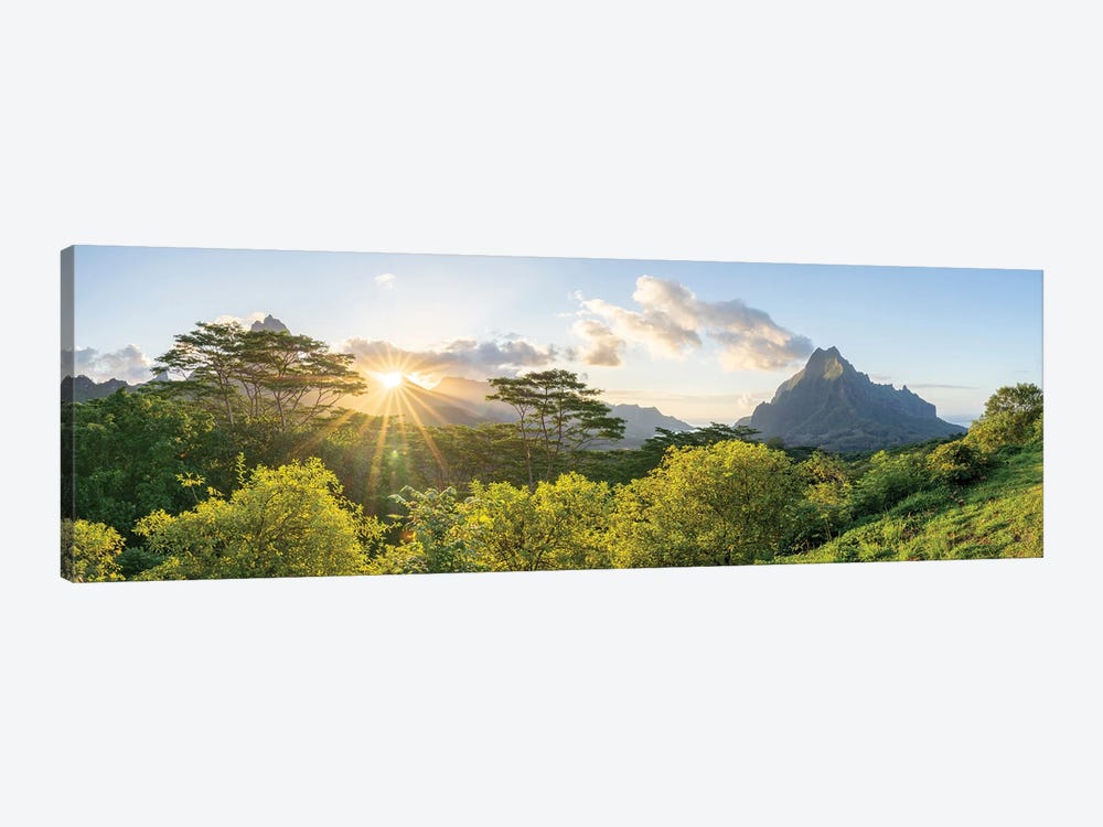 Sunset View Of Mount Rotui From The Belvedere Lookout, Moorea Island, French Polynesia by Jan Becke 1-piece Canvas Art Print