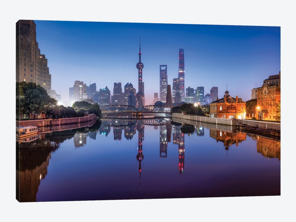 Pudong Skyline At Night, Shanghai, China by Jan Becke 1-piece Art Print