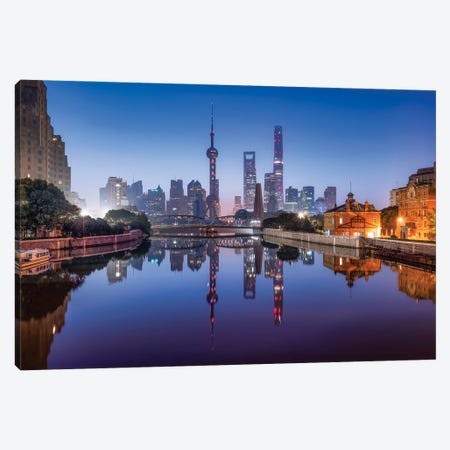 Pudong Skyline At Night, Shanghai, China Canvas Print #JNB2164} by Jan Becke Canvas Wall Art
