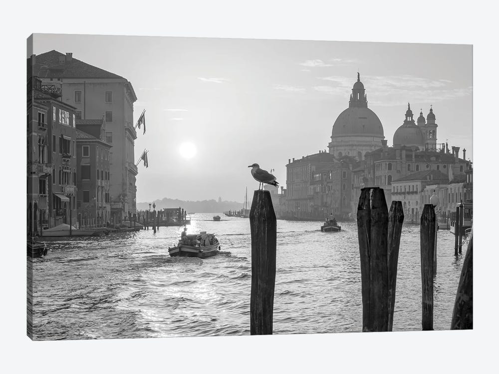 Sunrise At The Canal Grande In Black And White, Venice, Italy by Jan Becke 1-piece Canvas Art