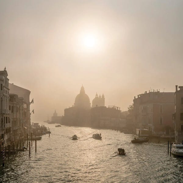 Venice: Early Morning Fog At The Canal Grande, Venice, Italy by Jan Becke