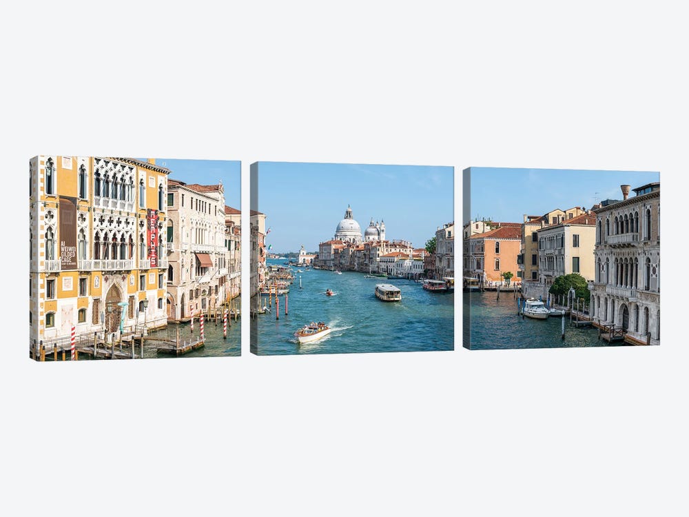 Grand Canal Panorama In Summer, Venice, Italy by Jan Becke 3-piece Canvas Art Print
