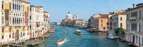 City Sunrises & Sunsets: Grand Canal Panorama In Summer, Venice, Italy by Jan Becke