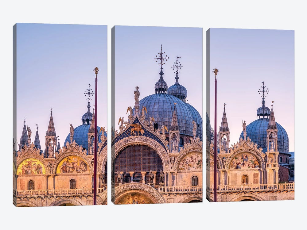 Doge's Palace (Palazzo Ducale) At Night, Venice, Italy by Jan Becke 3-piece Canvas Wall Art
