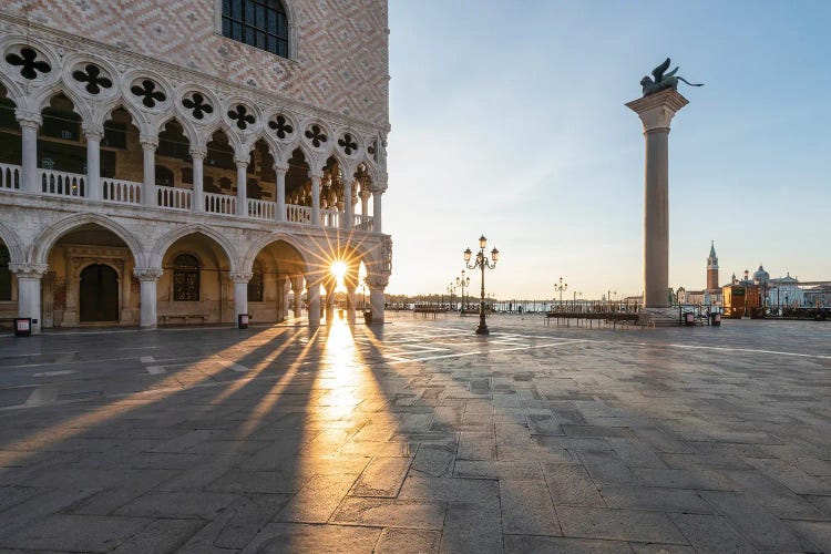 Piazza San Marco (St Mark's Square) And Doge's Palace At Sunrise, Venice, Italy