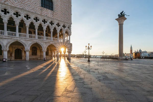 Venice: Piazza San Marco (St Mark's Square) And Doge's Palace At Sunrise, Venice, Italy by Jan Becke