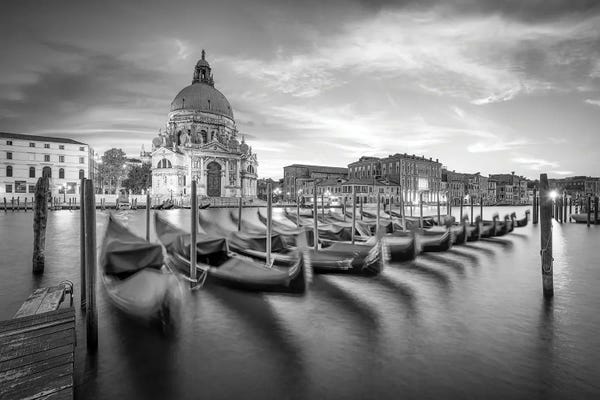 City Sunrises & Sunsets: Church Santa Maria Della Salute And Gondolas, Venice, Italy by Jan Becke