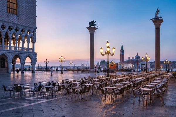 Venice: Piazza San Marco (St Mark's Square) And Doge's Palace At Dusk, Venice, Italy by Jan Becke