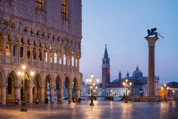Venice: Piazza San Marco (St Mark's Square) And Doge's Palace At Night, Venice, Italy by Jan Becke