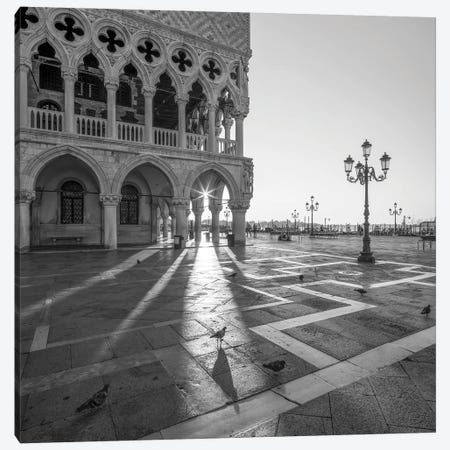 Doge's Palace At Sunrise In Black And White, Piazza San Marco (St Mark's Square), Venice, Italy Canvas Print #JNB2191} by Jan Becke Canvas Art