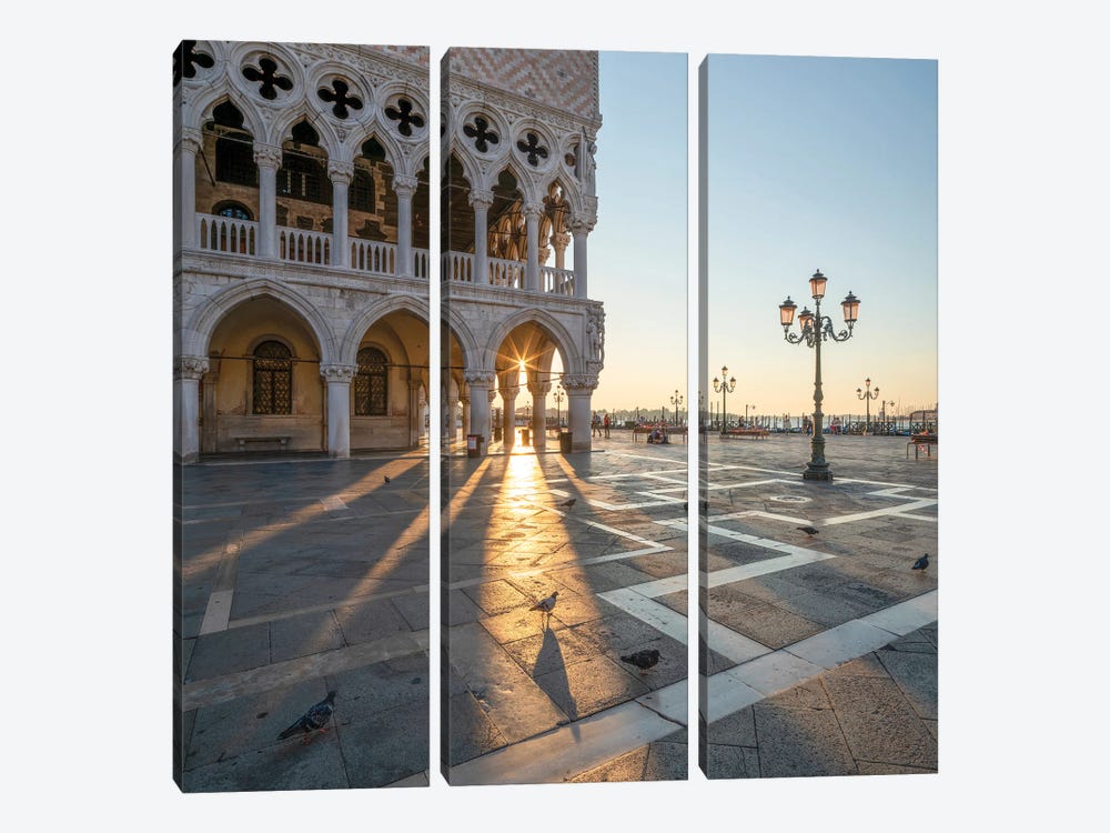 Doge's Palace At Sunrise, Piazza San Marco (St Mark's Square), Venice, Italy by Jan Becke 3-piece Canvas Artwork