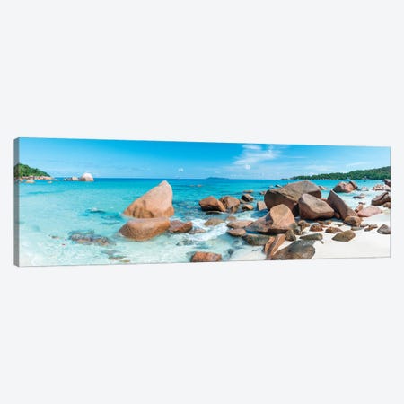 Anse Lazio Panorama, Praslin Island, Seychelles Canvas Print #JNB2202} by Jan Becke Canvas Wall Art