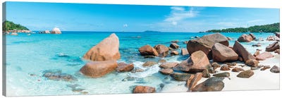 Anse Lazio Panorama, Praslin Island, Seychelles Canvas Art Print - Natural Wonders