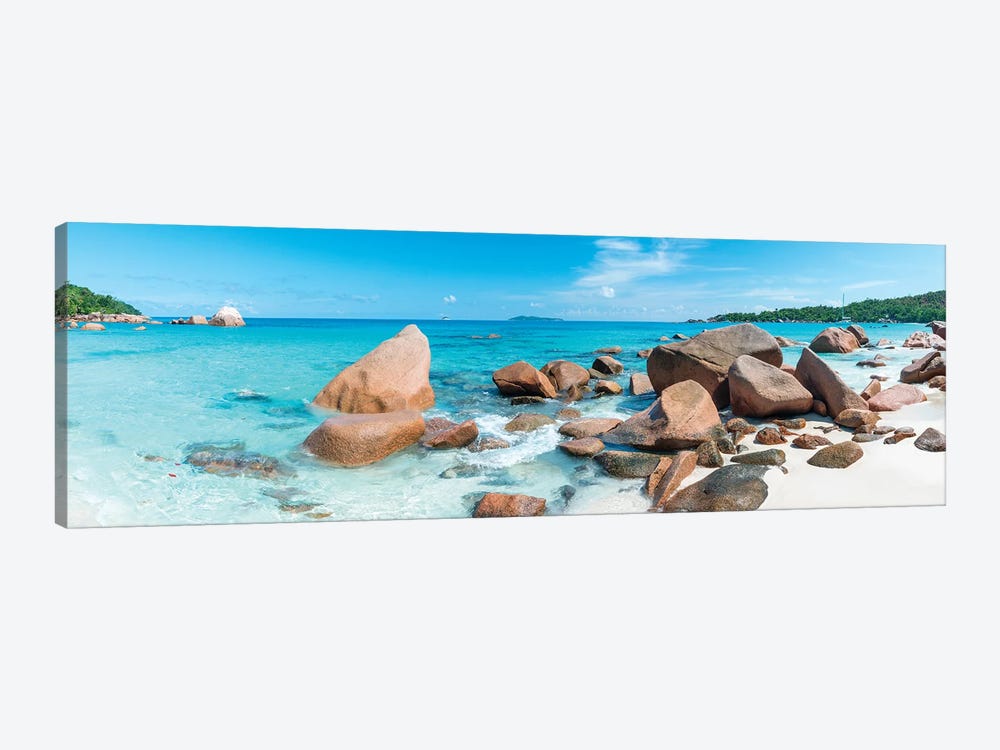 Anse Lazio Panorama, Praslin Island, Seychelles by Jan Becke 1-piece Canvas Print