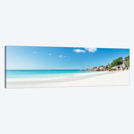 Grand Anse Beach Panorama, La Digue, Seychelles Canvas Print #JNB2203} by Jan Becke Canvas Artwork