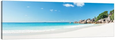 Grand Anse Beach Panorama, La Digue, Seychelles Canvas Art Print - Seychelles