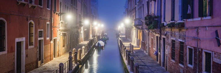 Foggy Winter Morning At A Small Canal In Venice, Italy