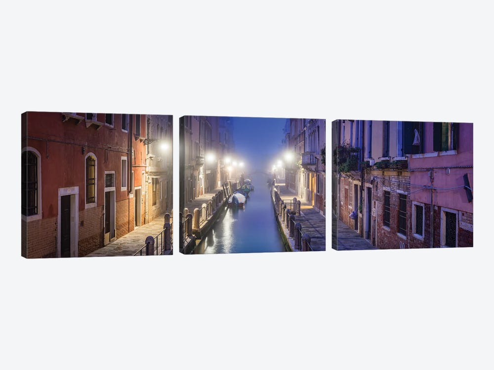 Foggy Winter Morning At A Small Canal In Venice, Italy by Jan Becke 3-piece Canvas Wall Art