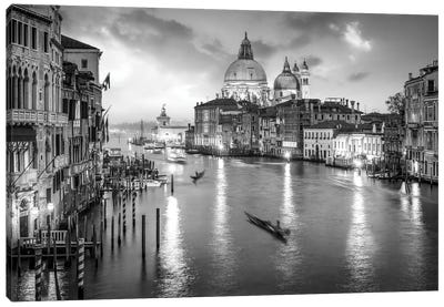Canal Grande At night, Venice, Italy Canvas Art Print - Urban River, Lake & Waterfront Art